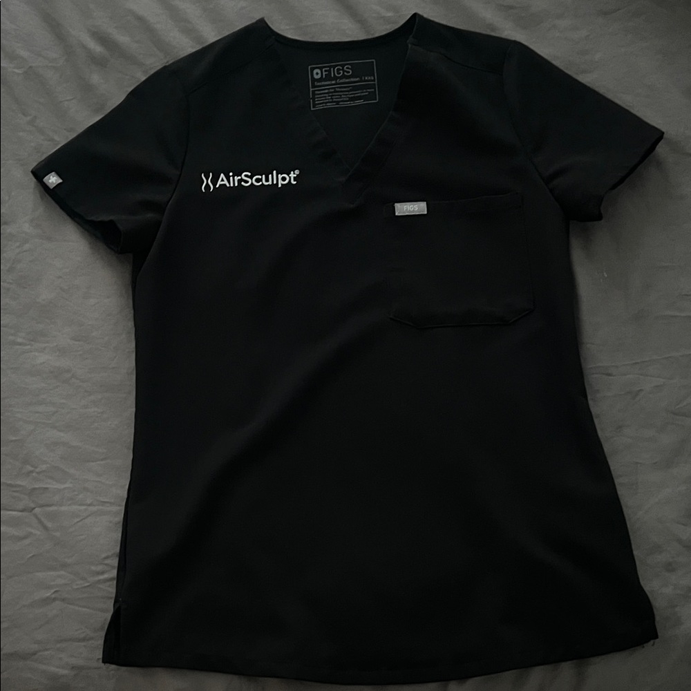 FIGS Catarina One Pocket Scrub Top Black XXS